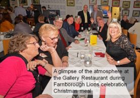 A glimpse of the atmosphere in the Gallery Restaurant during tyhe Lions Xmas celebration meal A glimpse of the atmosphere in the Gallery Restaurant during tyhe Lions Xmas celebration meal